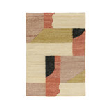 Rectangle Malachite Abstract Hand Woven Flatweave Silk Area Rug in Brown/Red
