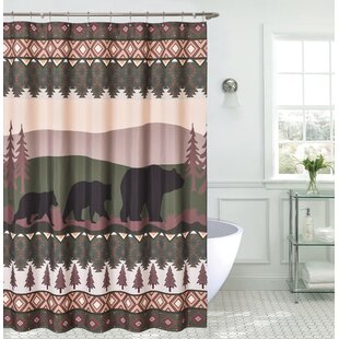 Forest Black Bear Winter Cabin Waterproof Bathroom Shower Curtain with12  Hooks