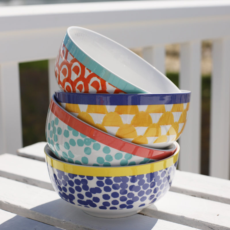FreshCatch 12-Piece Colorful Fish Porcelain Dinnerware Set