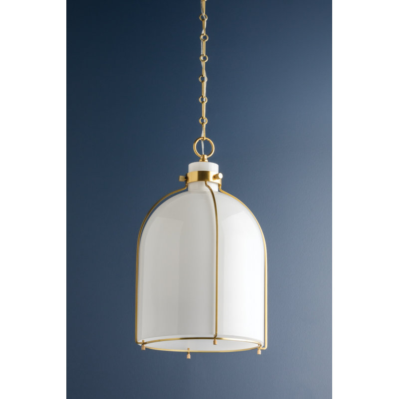 Luminaire suspendu en forme de dôme à 1 lumière Trejohn, Laiton vieilli