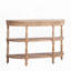 Console en bois fabriquée à la main avec garniture tissée à la main, tablettes de rangement à 3 niveaux