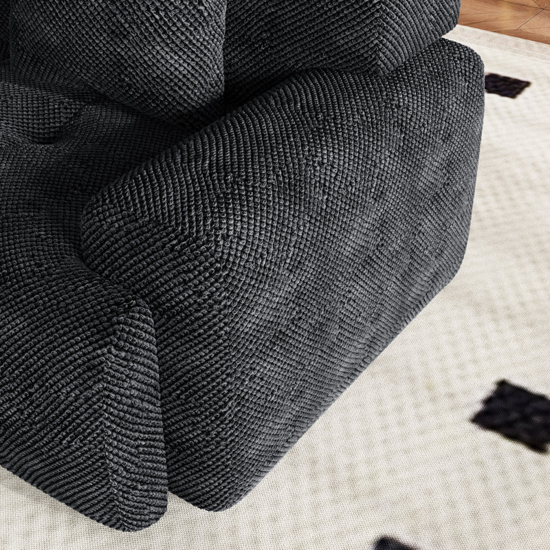 Modern Single Compression Sofa With Ottoman,No Assembly, Charcoal