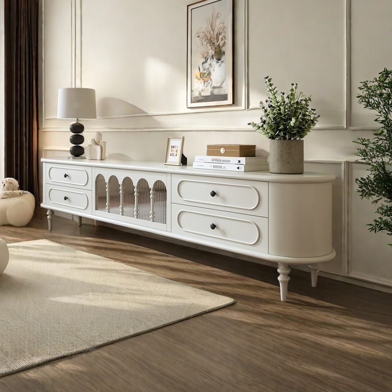 Meuble télé de style crème, H 22,04 po x l 94,48 po x P 15,74 po