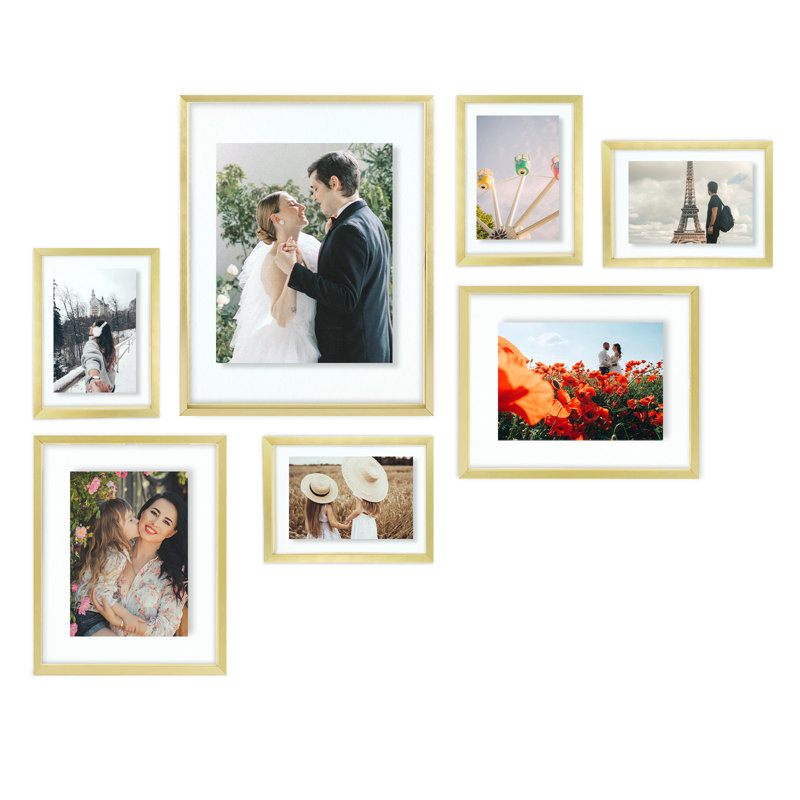 Villisca Metal Picture Frame, Floating Frame for 4x6, 5x7 and 8x10, Gallery Wall Frame Set, Gold