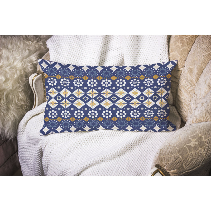 Shape Synergy  Rectangular Throw Pillow, Blue/Orange