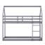 Lit simple superposé en forme de maison avec échelle, lit superposé bas en forme de maison avec barrière de sécurité-107391822