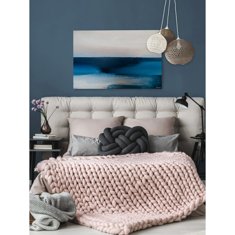Deep Blue 1 Piece Wrapped Canvas Painting, 25cm H x 38cm W x 3.81cm D