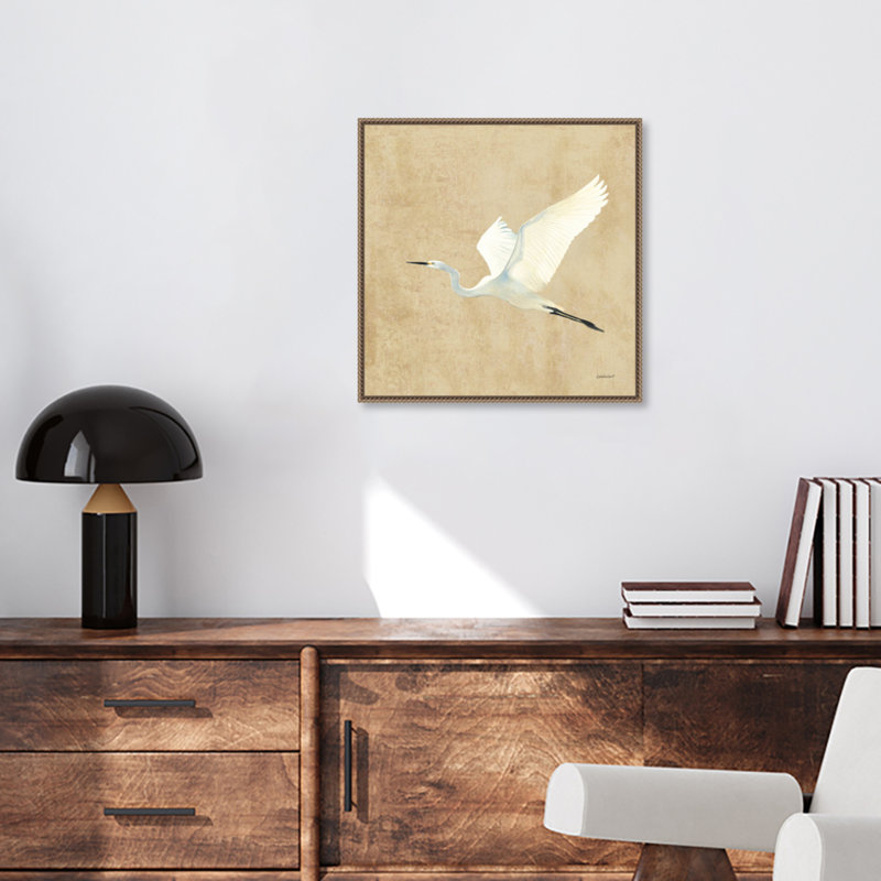 " Egret Alighting II ", 22" H x 22" W x 2" D