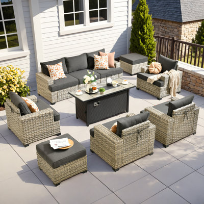 Harbin Wricker 7 - Person Outdoor Seating Group With Cushions