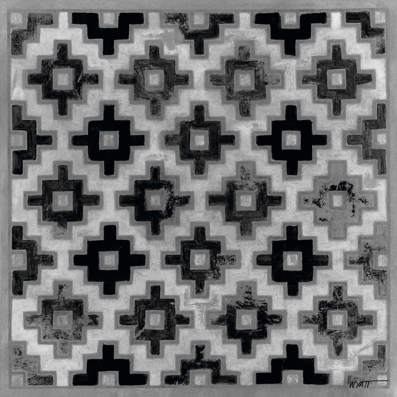 Mudcloth Black & White II - Wrapped Canvas Print, 30cm H x 30cm W