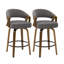 Tabouret de bar pivotant à 360 ° de style Mid-Century moderne en noyer avec dossier courbé rembourré (ensemble de 2)-2047351524