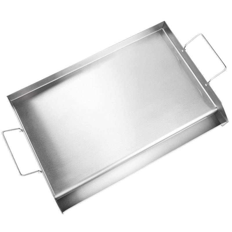 Plaque de cuisson pour cuisinière, 59,7 cm x 40,6 cm, acier inoxydable pré-culotté, 1 pièce, plaque rectangulaire, argentée, répartition uniforme de la chaleur