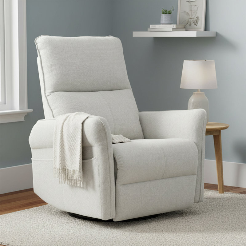 Fauteuil inclinable électrique classique avec base pivotante berçante et ports USB, Gris clair
