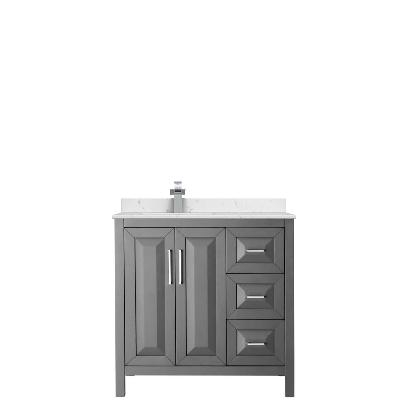 Daria 36'' W Single Vanity, Carrara Cultured Marble, Dark Gray, Polished Chrome