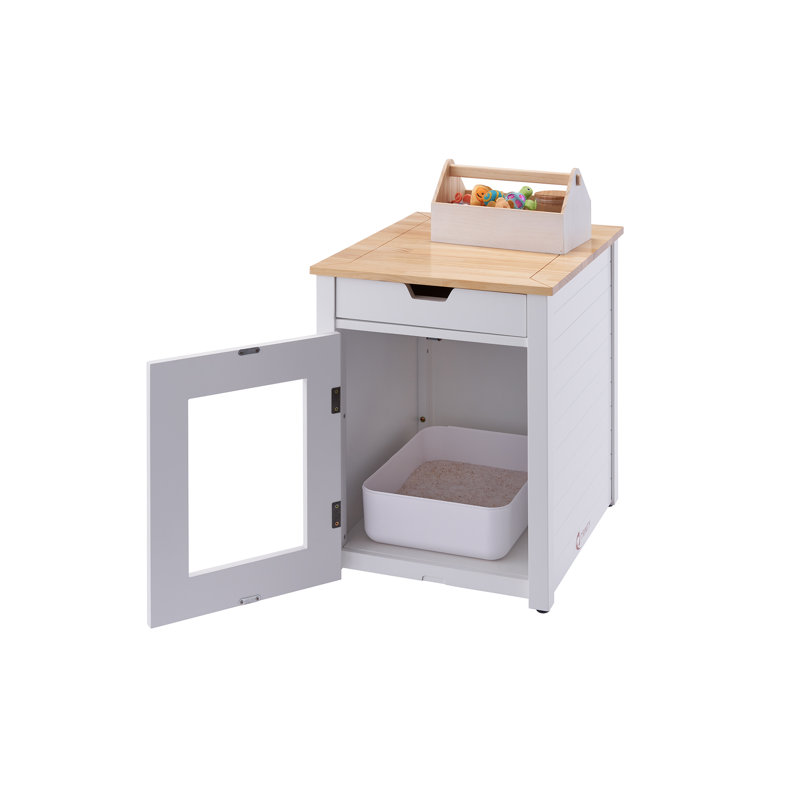 Debbe Enclosed Litter Box Enclosure, White