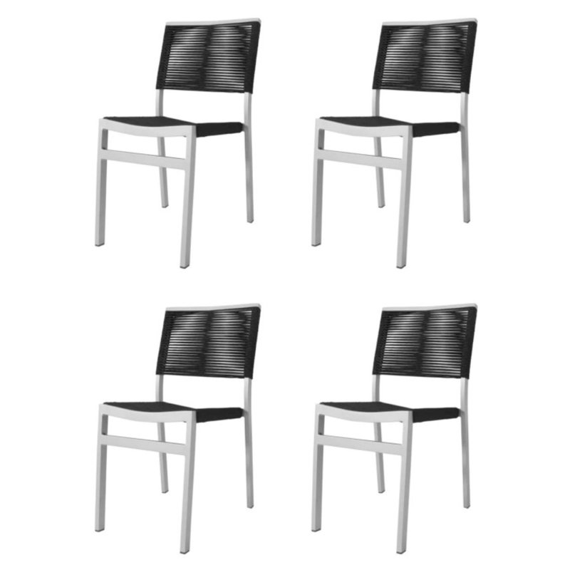 Fiji Outdoor Dining Side Chair, Kessler Silver/Black