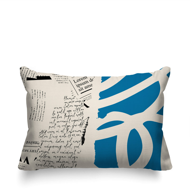 Oreiller rectangulaire réversible intérieur / extérieur Vaya, H 18 po x l 25 po, Turquoise / noir / blanc cassé