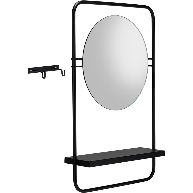 Metal Rectangle Wall Mirror with Shelves