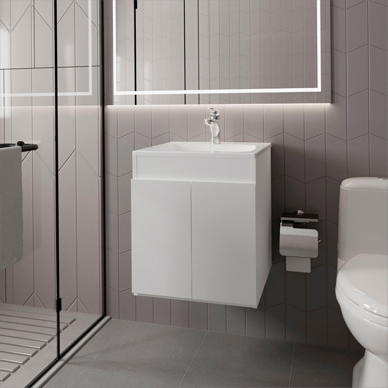 White Bathroom Vanity with two Doors, White