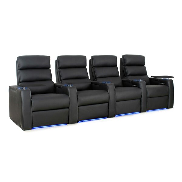 Orren Ellis Leather Power Reclining Home Theater Seat with Cup Holder ...