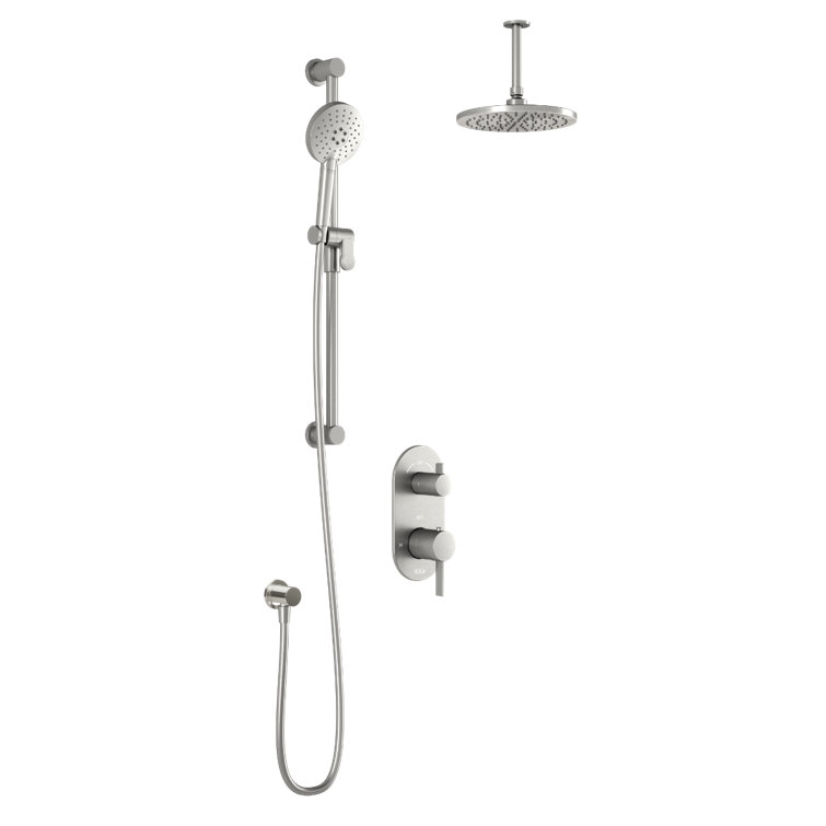RoundOne_x001E_TD2 : AQUATONIK T/P with Diverter Shower System with Vertical Ceiling Arm Pure Nickel PVD