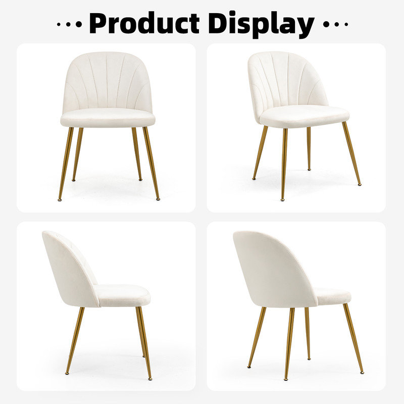 Velvet Upholstered Stacking Side Chair (Set Of 4), White