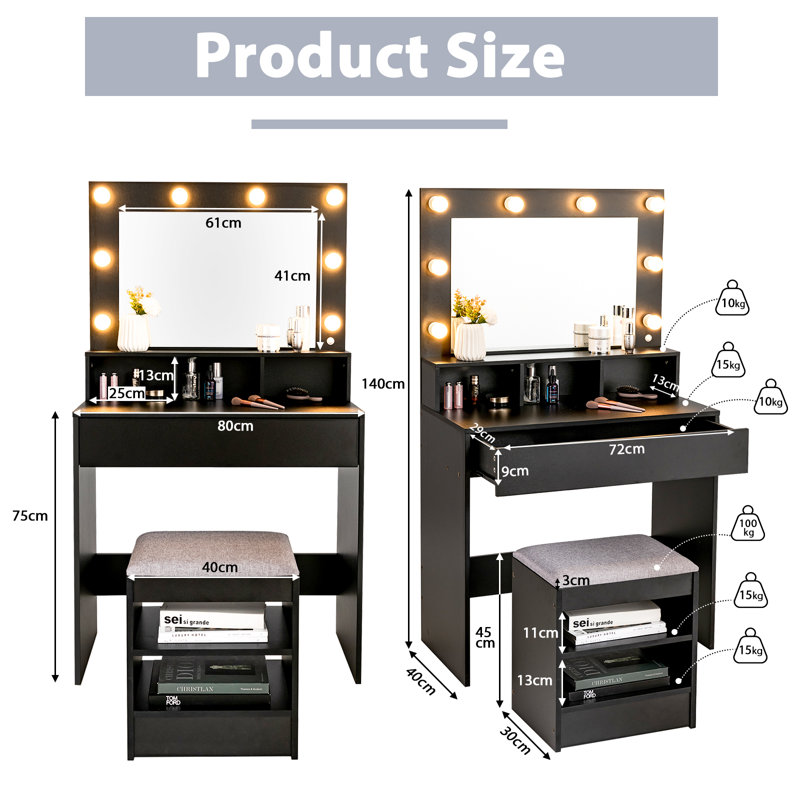 Jannuel Dressing Table with Mirror
