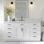 Meuble-lavabo simple en bois massif 66 po avec plateau en quartz blanc Thornaby-1195506919-1160528167