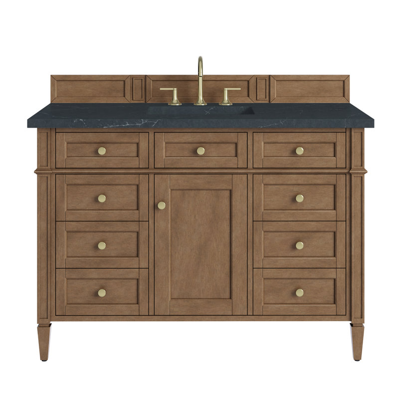 Brittany 48'' W Single Vanity, Charcoal Soapstone, Pecan, 8" Widespread