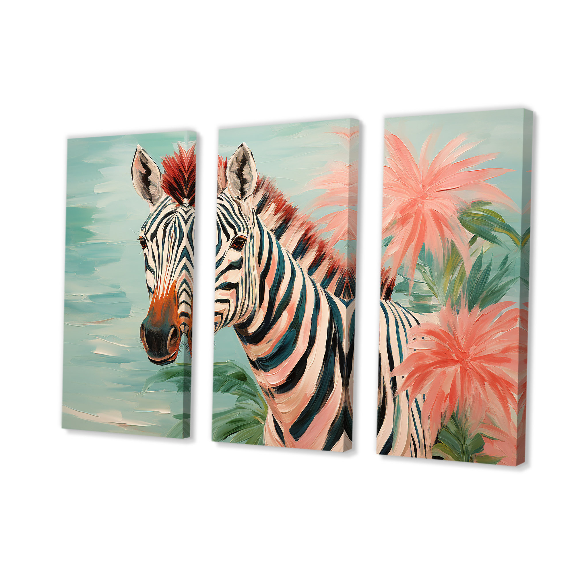 Bay Isle Home™ Pink And Green Floral Zebra II Zebra Animal Wall Art