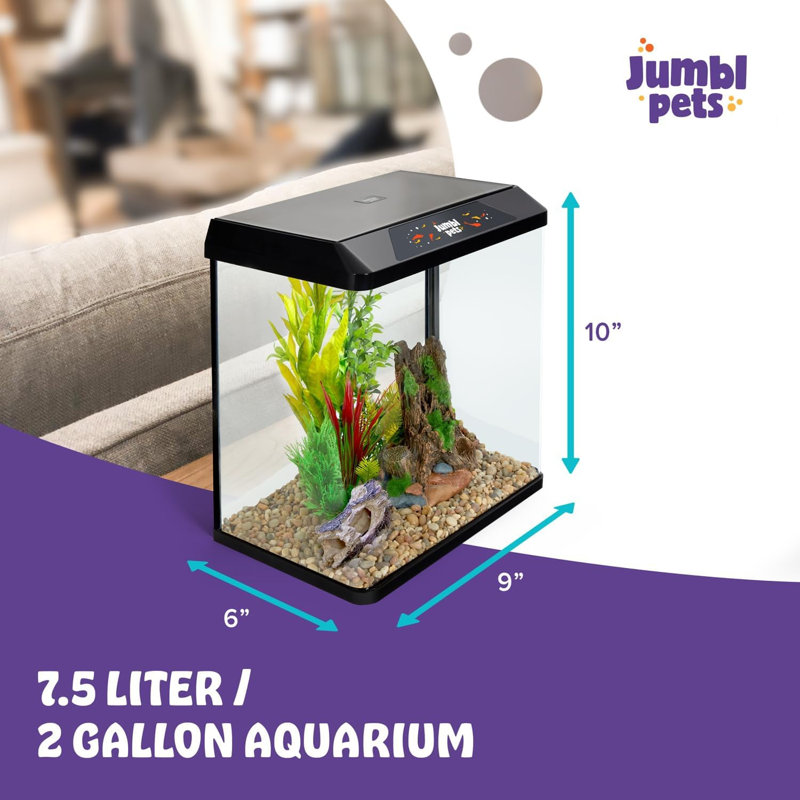 Derez Rectangle Aquarium Tank, 2 Gallon (10"H x 6"W x 9"D)