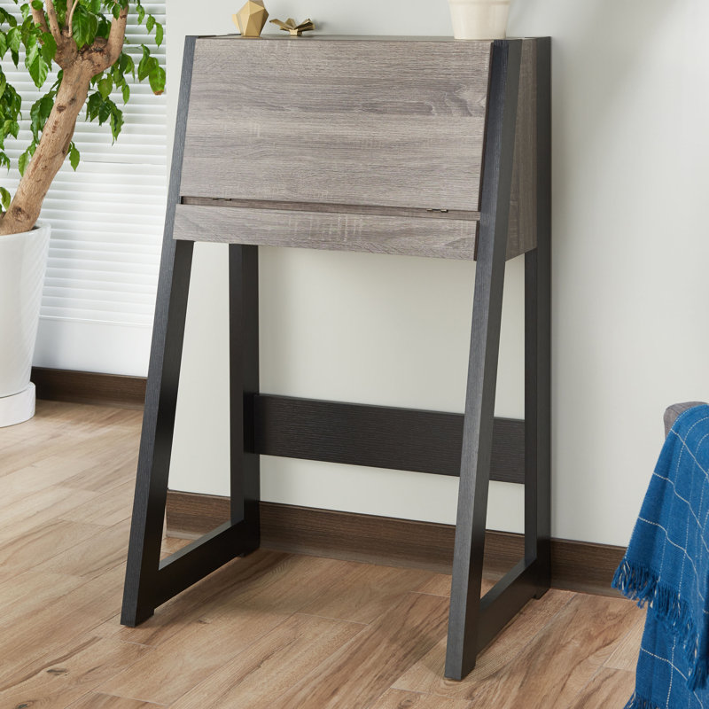 Fralick Secretary Desk, Distressed Gray/Black