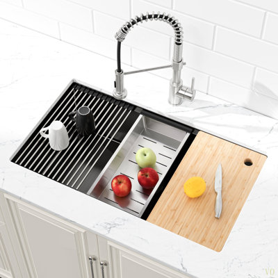 Stainless Steel Kitchen Sink, 30″X19″ Single Bowl, Undermount Handmade Sink , With Cutting Board, Colander
