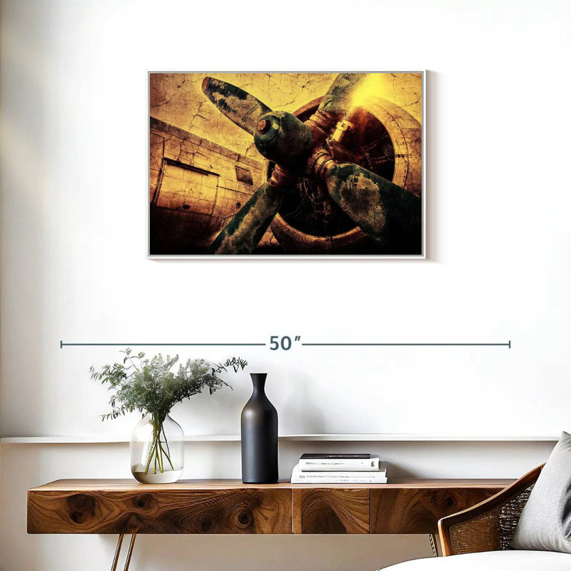 Hélice d'avion grunge, Cadre flottant blanc, 31 po x 21 po