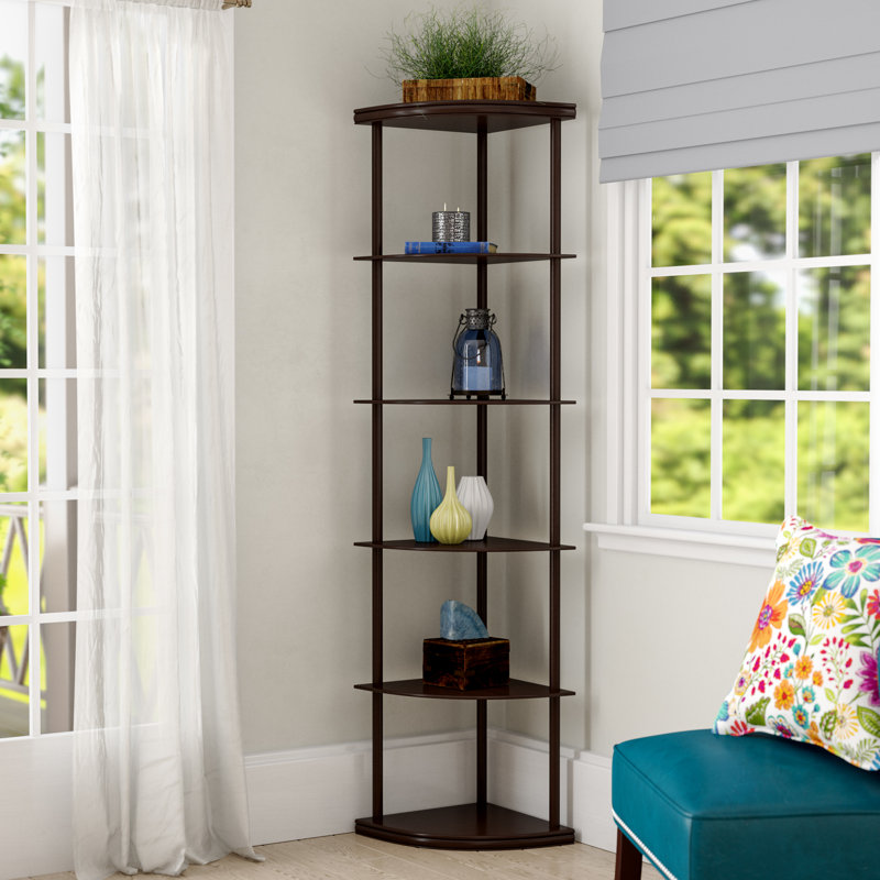 Emerson 5-shelf Corner Bookshelf, Cappuccino