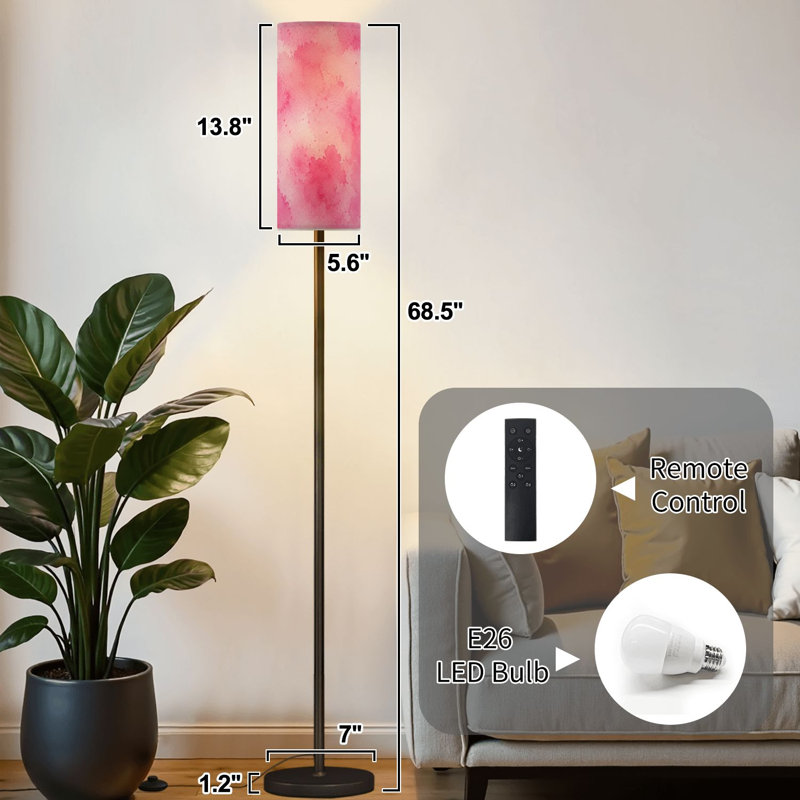 Lampe sur pied abstraite moderne à intensité variable avec télécommande et pédale, abat-jour, abat-jour, grand lampadaire pour salon, chambre à coucher, bureau