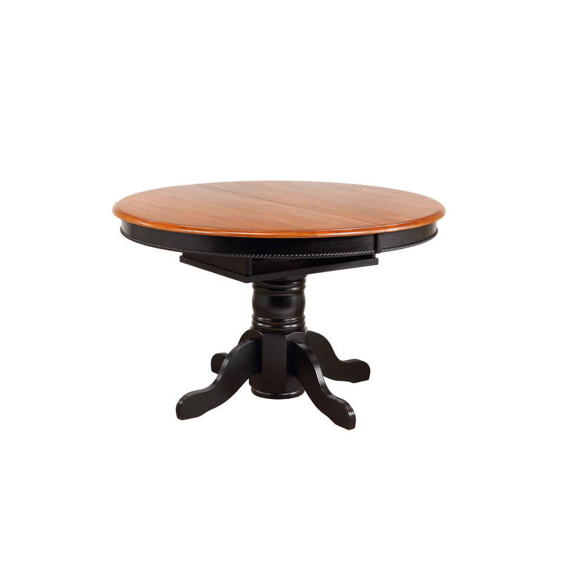 Ashelman 48 " Extendable Round and Oval Dining Table, Antique Black / Cherry
