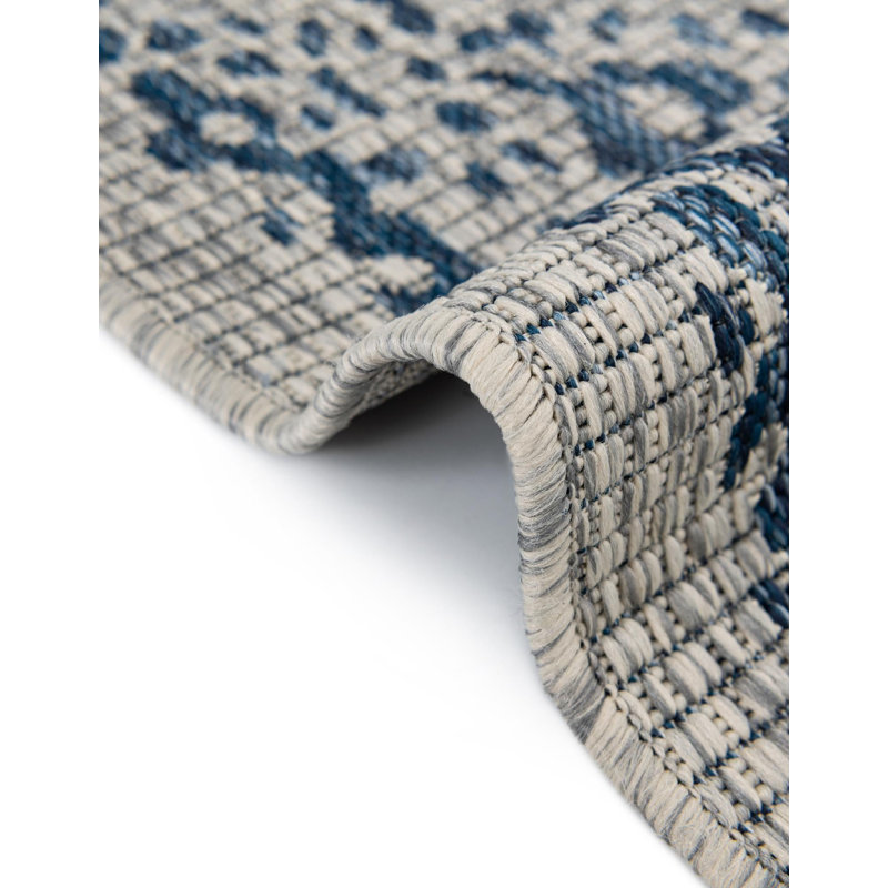 Tapis oriental bleu / gris Cowell, Octogone 7 pi 10 po x 7 pi 10 po