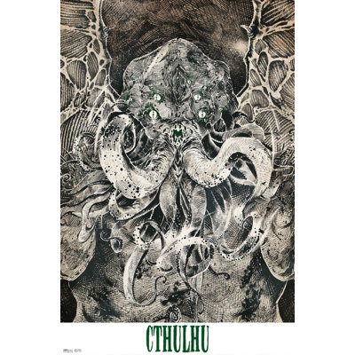 Officiellement sous licence Cthulhu - affiche d'art en noir et blanc - 24 x 36 po - reproduction décorative - papier affiche - prêt à encadrer