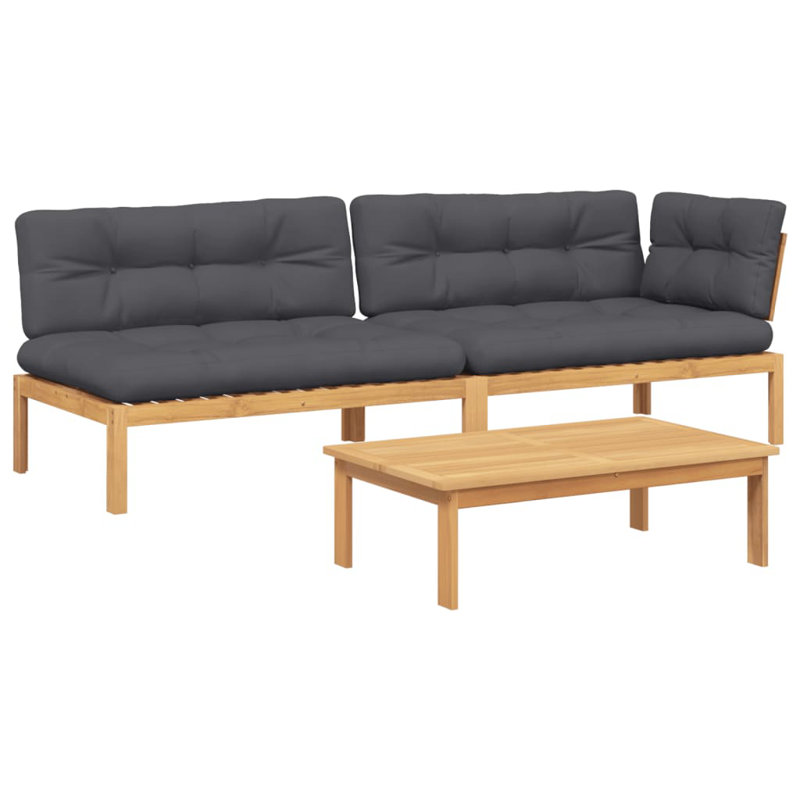  Ensemble de canapé modulaire 3 pièces Pallet, Naturel, Anthracite