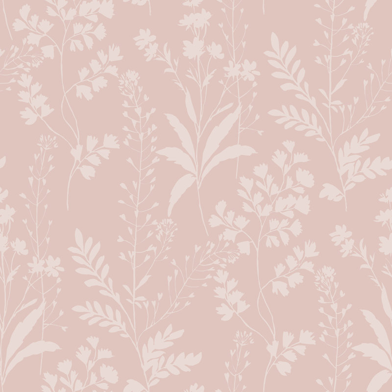Papier peint silhouettes de fleurs sauvages, Rose