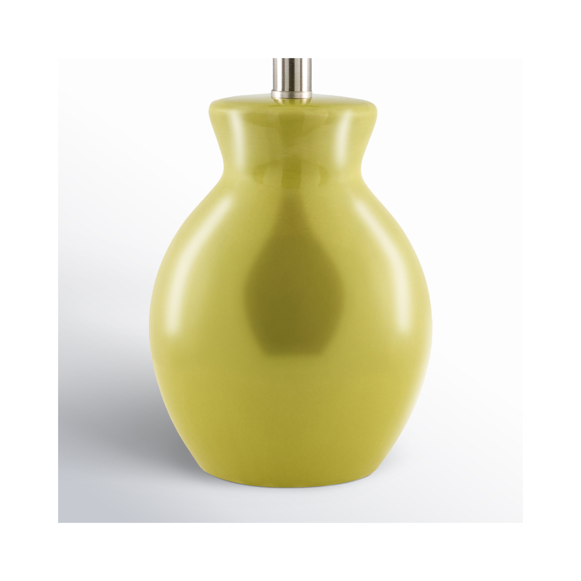 Momsen Scallop Shade Lamp, White Twill, 15"" H x 8"" W x 8"" D, Chartreuse