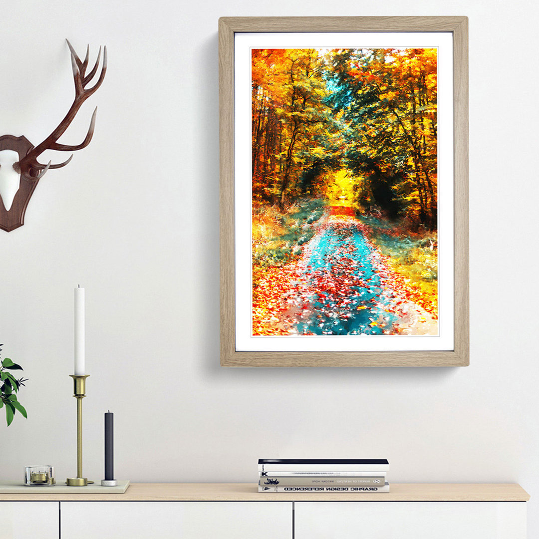 Endless Autumn Forest in Germany in Abstract - Framed Print