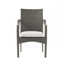 Chaise d'extérieur empilable en rotin PE avec structure en fer et coussins (ensemble de 4), osier gris