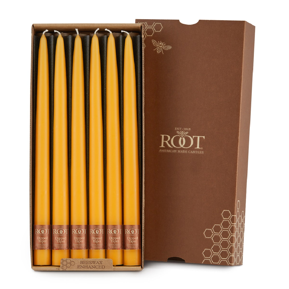 12 Piece Unscented Taper Candle Set, 12" H x 0.88" W x 0.88" D, Butterscotch