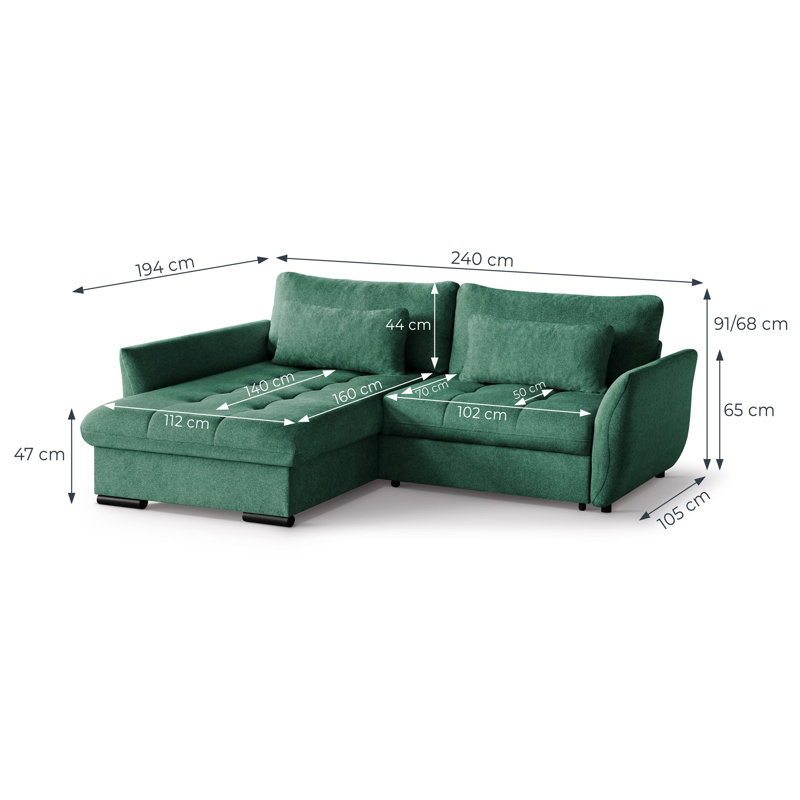 Barbarino 3 Seater Sofa Bed, Left Hand Facing, Anthracite