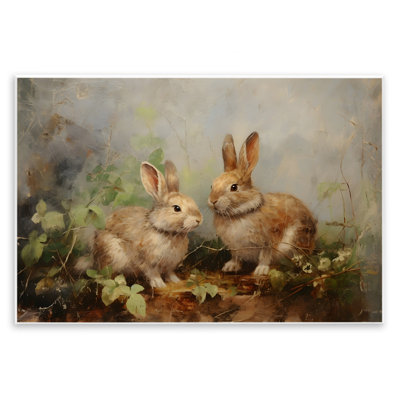 Wild Rabbits in Nature Wall Plaque Art by Petal Prints Design