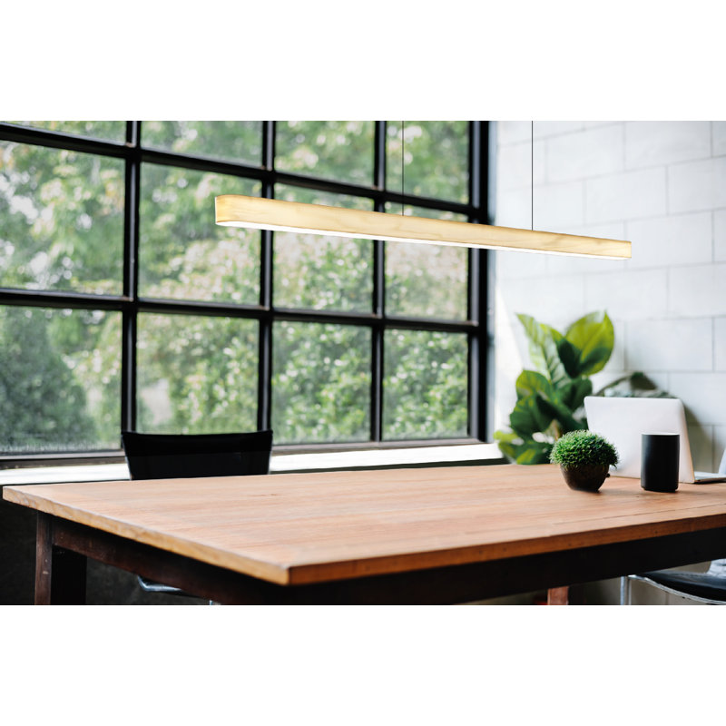 1 - Light LED Pendant, 98" H x 47.2" W x 2" D, Ivory White, Matte Black