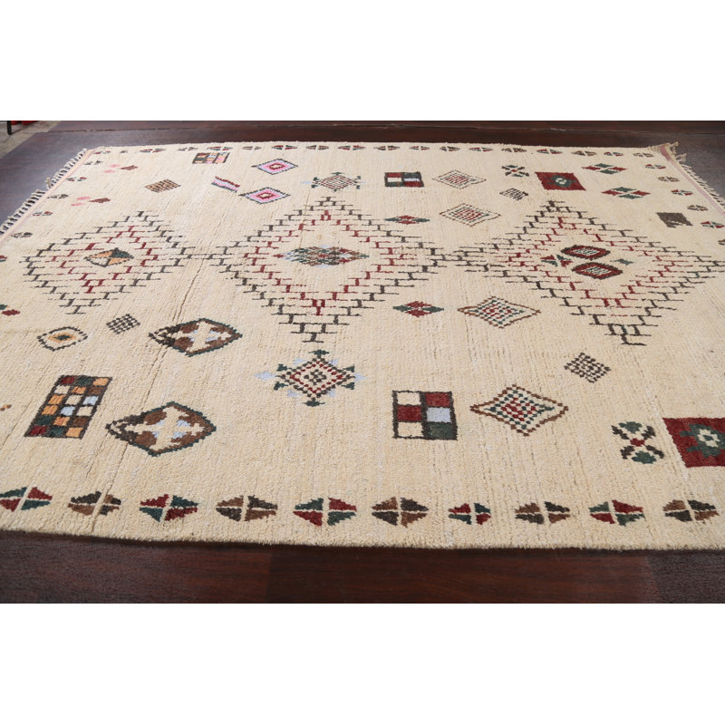 Tapis tribal en laine marocain noué à la main 9 x 13