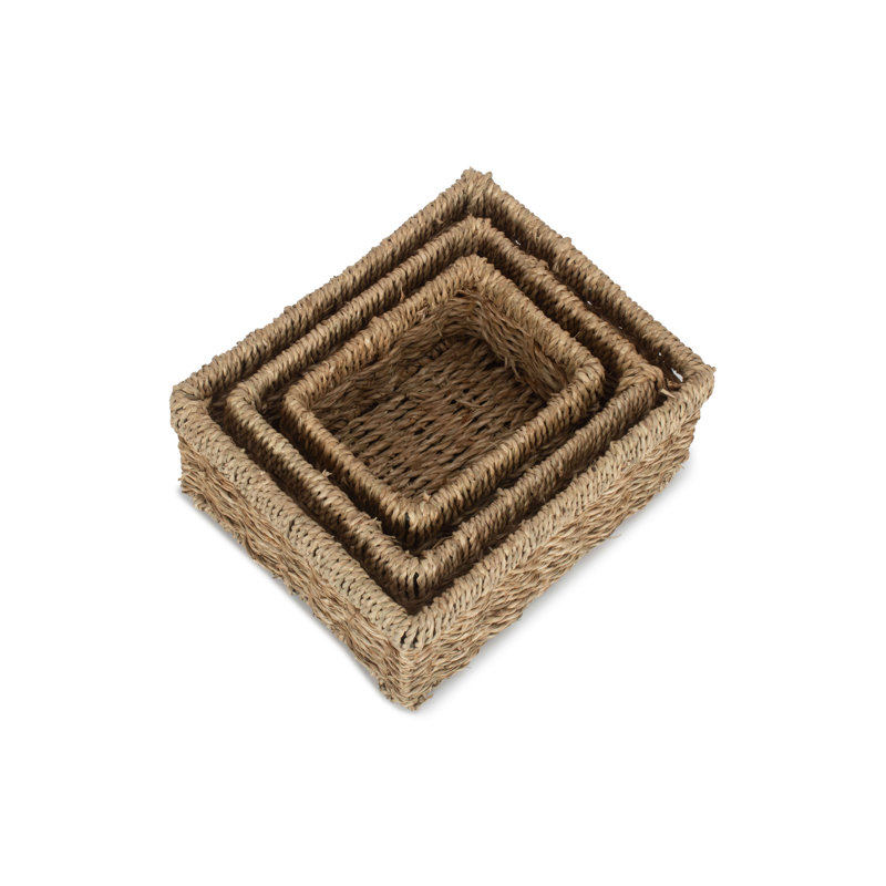 Fonda Small 3 Piece Seagrass Tray Set